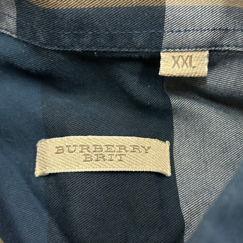 Burberry Brit Button Down Shirt XXL Blue Checkered Long Sleeve Cotton - Picture 7 of 9